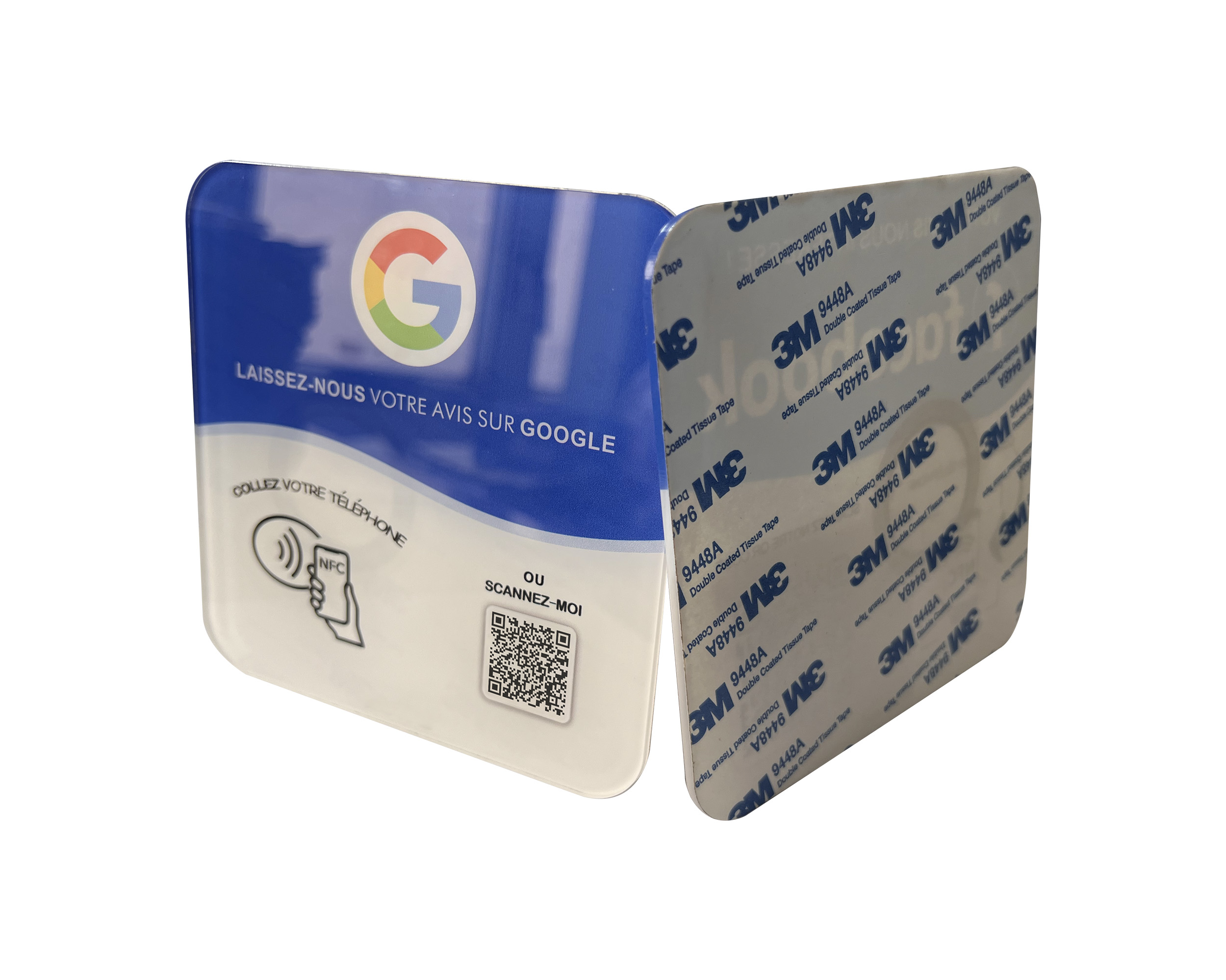 Plaque QR/NFC AvisUp pour restaurant avec logo personnalisé